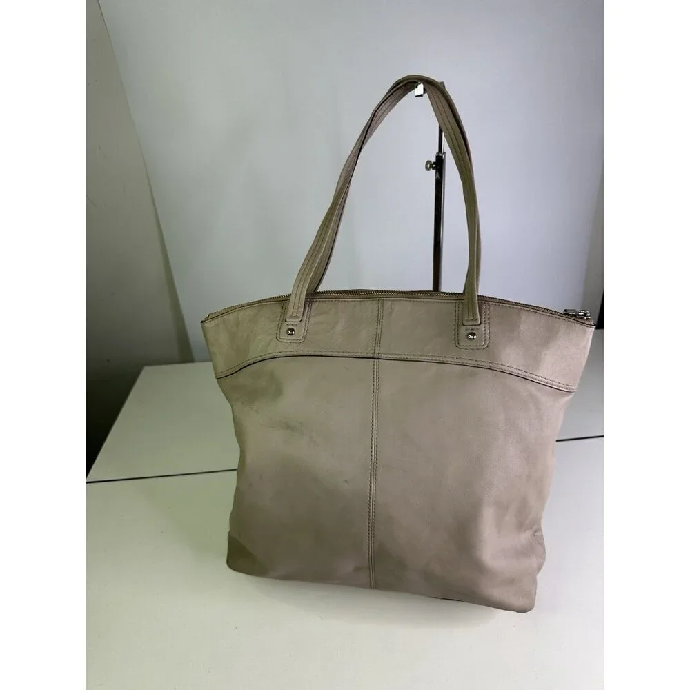 Coach Laura Taupe Leather Large Carryall Shoulder Bag Purse Handbag Logo F18336